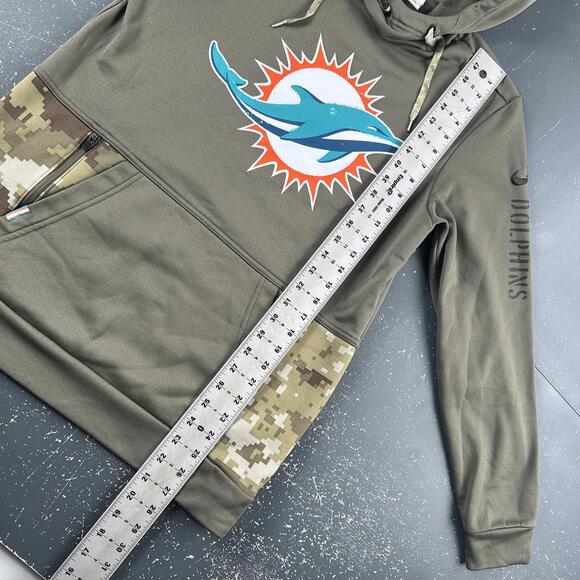 Miami Dolphins Hoodie Mens Small Green Salute the Troops Nike Onfield Youth XL - Picture 6 of 8